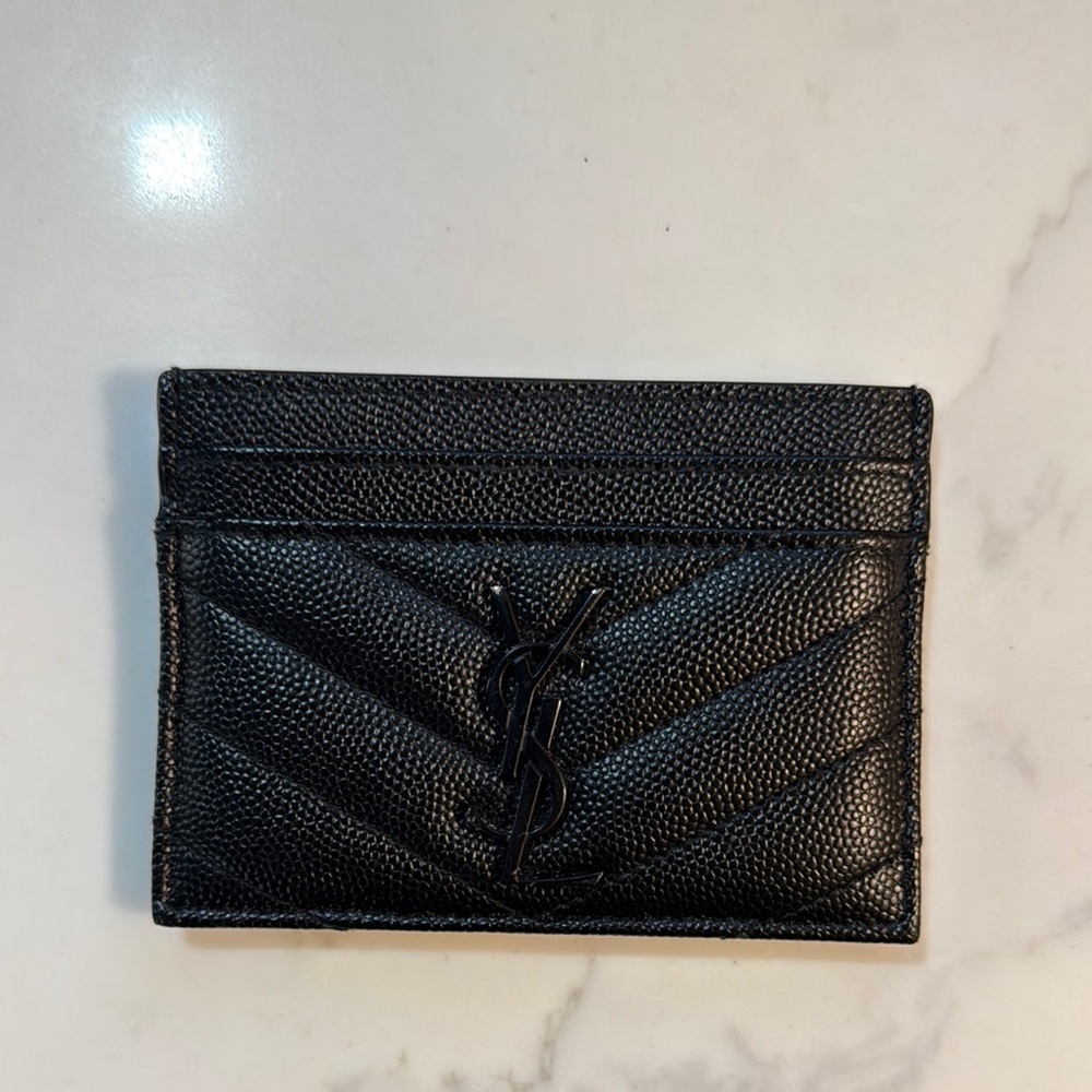 Saint Laurent Black Quilted Leather Card Holder